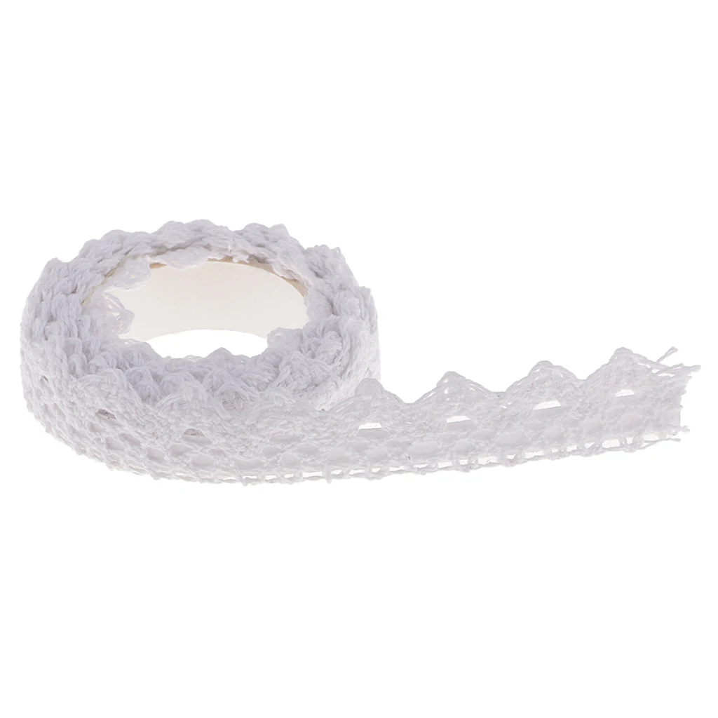 2 Yards Cotton Lace Washi Tape Self Adhesive Sticker for DIY Diary Scrapbook Album Card Making Decoration 15mm Wide