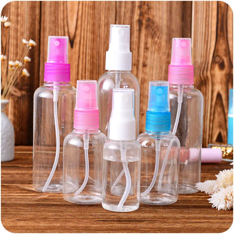 10 PCS 30ml 50ml 100ml Random Color Travel Transparent Plastic Perfume Atomizer Small MIni Empty Spray Refillable Bottle