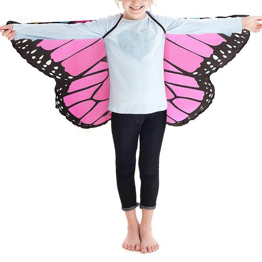 Mode Kind Kinder Mädchen schal Böhmischen stil Schmetterling Print Schal Pashmina Kostüm Zubehör ponchos und capes # H20