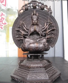 

Chinese 100% Pure Bronze 1000 Arm hands Avalokitesvara Kwan-Yin Buddha Statue