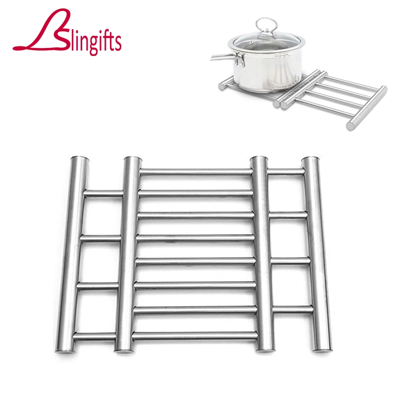 

Slingifts 6PCS Extendable Stainless Steel Table Placemat Heat Insulation Dish Bowl Holder Pot Pan Coasters Mats For Kitchen