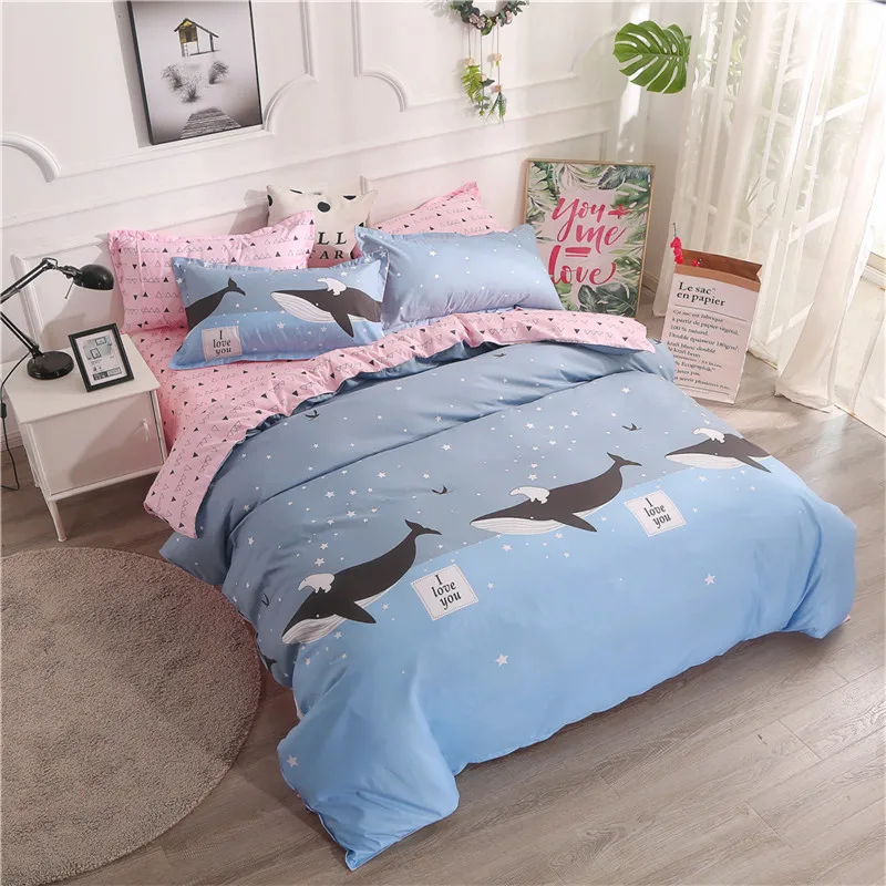 

Black Fish Pattern Bed Linens High Quality Polyester Fiber Soft 4Pc Bedding Set Duvet Cover+Beds Sheet+Pillowcase Comefortable