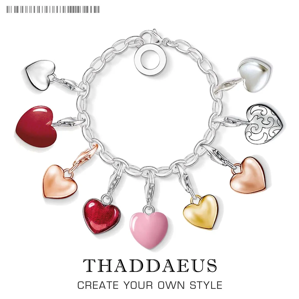 

Love All Around Pink Heart Charm Pendant With Lobster Clasp Fit Thomas Bracelet Pendant 925 Sterling Silver Jewelry