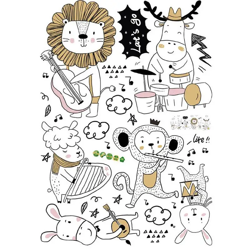 Cartoon animal wall stickers sheep horse monkey lion rabbit deer concert children room stickers home decoration wall stickers s3 Cartoon animal wall stickers sheep horse monkey lion rabbit deer concert children room stickers home decoration wall stickers s3