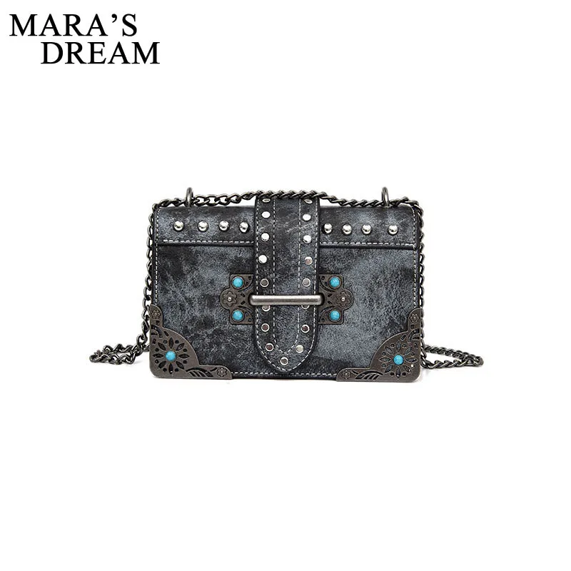 

Mara's Dream 2019 Female Brand Hand Bag Woman Messenger Bags Lady Rivet Chain Women Fashion Leather Girl Shoulder Crossbody Bags