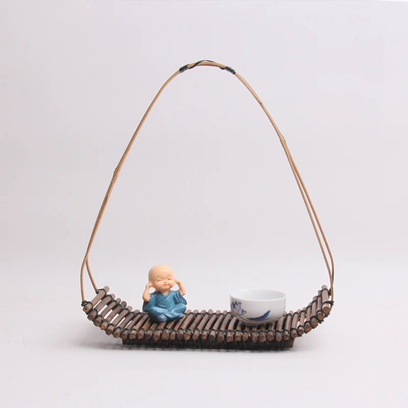 

Japanese Style Handmade Bamboo Dessert Basket Tea Cup Try With Handle Natural Decoration For Home Office Hotel Use Bamboo Tray