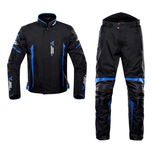 Мотоциклетная куртка, водонепроницаемая, для мотокросса, штаны для гонок, защитное снаряжение, Chaqueta Moto Jaqueta Motoqueiro Pantalon Moto - Цвет: blue set