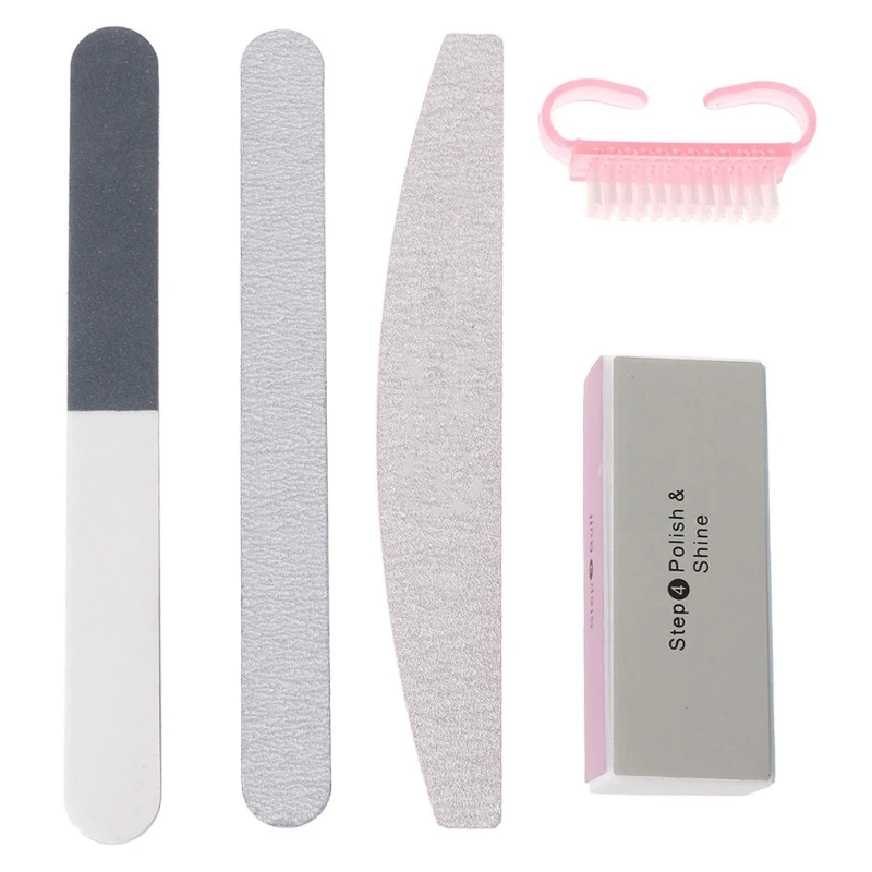 

5 PCS Nail Art Sanding Files Polish Block Buffer 4 Way Manicure Tips Brush Tools W15