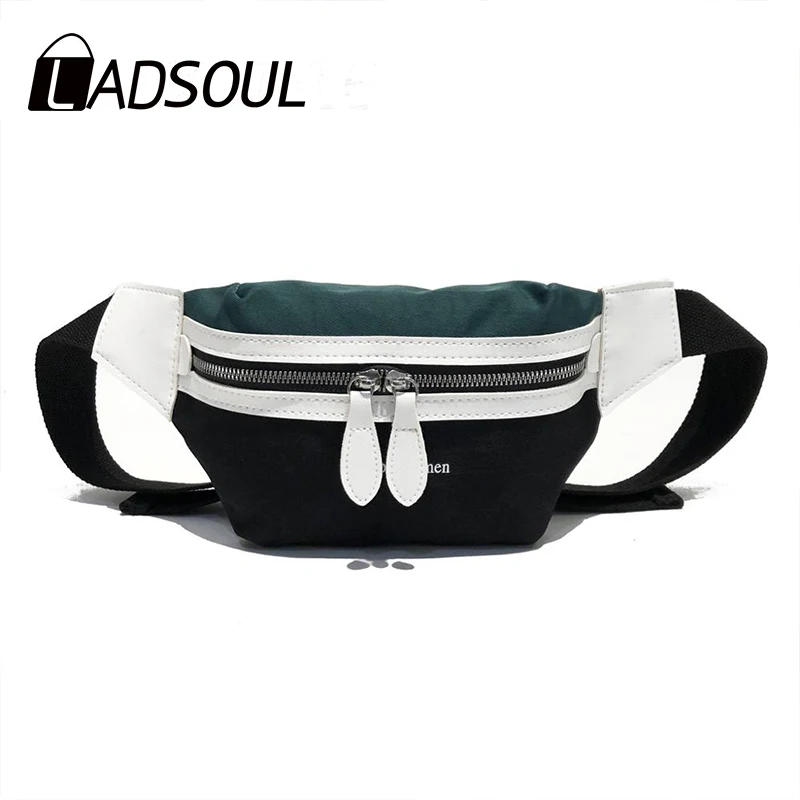 

LADSOUL Fashion canvas Fanny Pack Banana Waist Bag New Brand Belt Bag Women Waist Pack Contrast Chest bag Phone Pouch Belly Bag