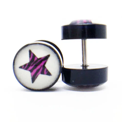 1 пара поддельные беруши уха шпильки серьги для девочек принт в виде логотипа противоаллергическое пирсинг jewelrys - Окраска металла: plastic stud 24