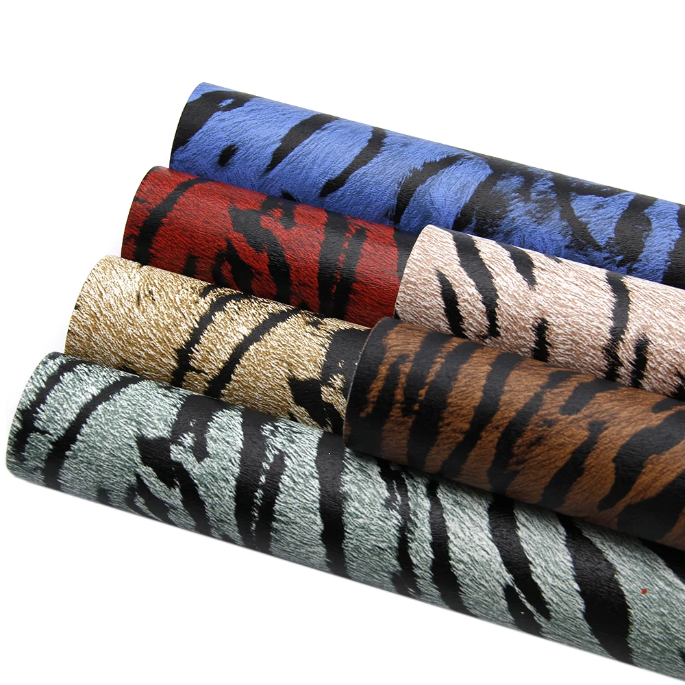 

david angie 6pcs/set 20*34cm Zebra Pattern Faux Synthetic Leather Set DIY Sewing Hairbow Bag Shoes Crafts Material,1Yc6489