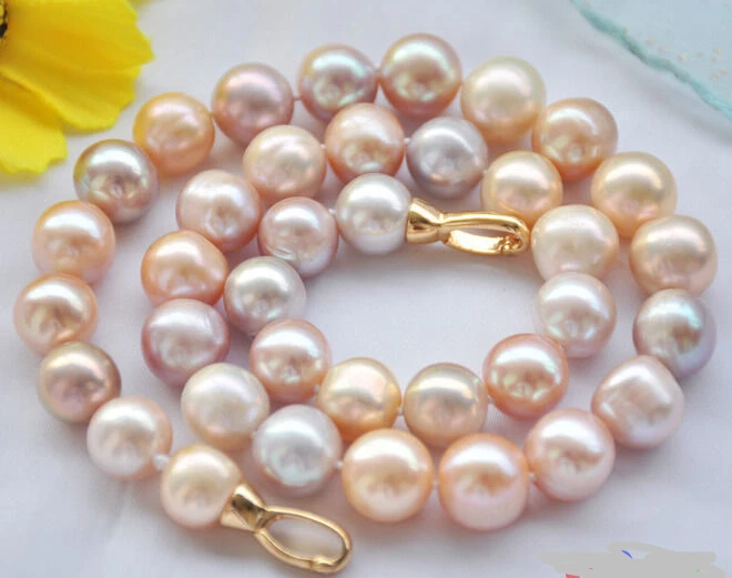 

Free Shipping ***Hot sale >>AA++ Rare 17" 12mm round pink lavender freshwater pearl necklace