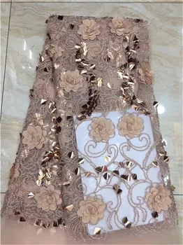 

Nigerian French 3D Lace Fabrics 2018 African Tulle Lace Fabric High Quality African Sequins Lace Fabric For Dress F5