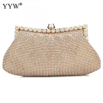 

YYW Fashion Rhinestone Clutch Bag Women Evening Bags Chain Shoulder Day Clutch Small Purse Handbags Silver Gold Black
