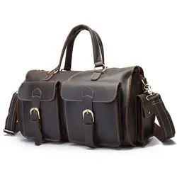 Мужская сумка для багажа из натуральной кожи мужская сумка через плечо дорожная сумка через плечо ретро мульти-карман яловая сумасшедшая