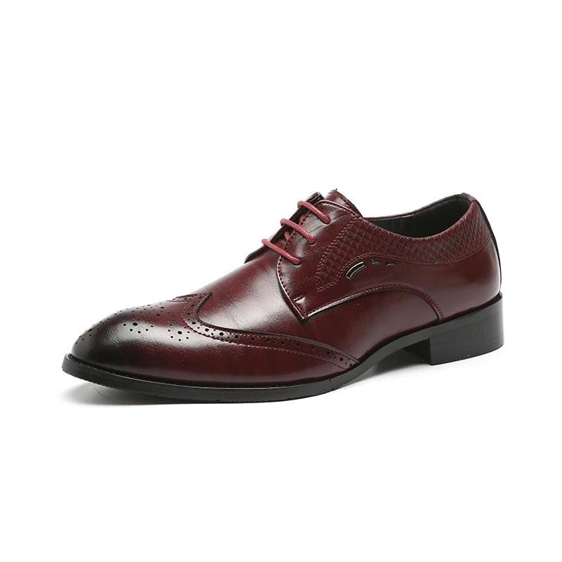DXKZMCM Мужские модельные туфли ручной работы Британский полуботинок стиль Paty кожаные свадебные туфли мужские туфли на плоской подошве кожаные оксфорды формальная обувь - Цвет: Красный