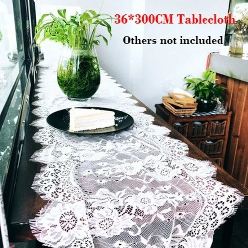 

36X300CM White Lace Tablecloth Decor Wedding Table Beach Party Decoration Birthday Decoration Home Textile