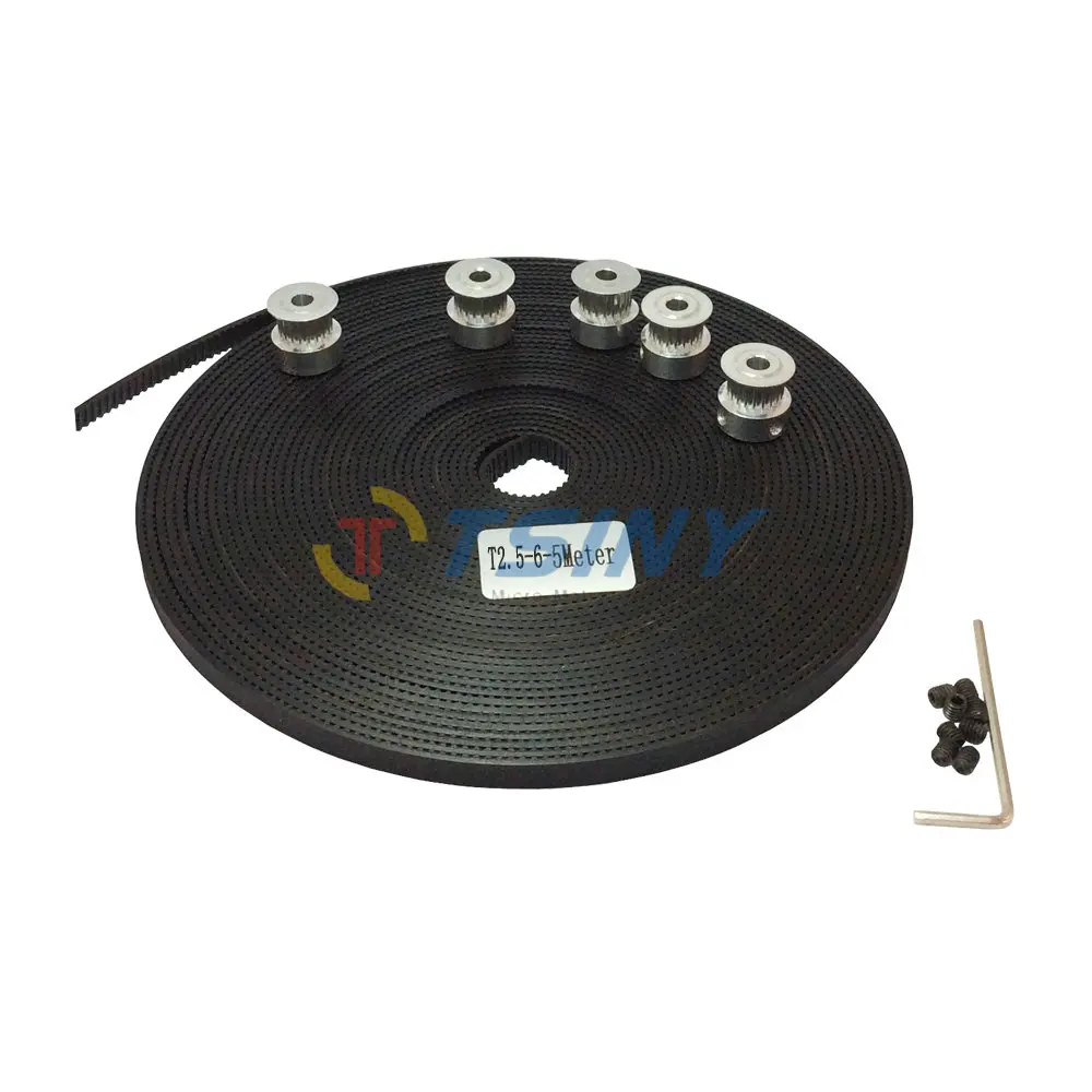 

Freeshipping 5pcs 20 teeth T2.5 Pulley Bore 5mm + 5M T2.5 timing Belt width 6mm for 3D printer (10xM4 setscrews and 1xAllen Key)