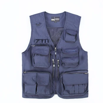 

Hyweacvar Vest Men's Multi Pocket Electrician Studio Safari Style Vest Waistcoat Breathable Detachable Mesh Back Navy Blue