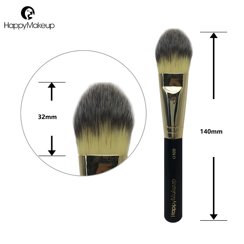 

Happy Makeup Professional Classic Makeup Foundation Brush Synthetic Hair Flat Curved Liquid and Cream Cosmetic Foundation Brush