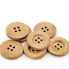 Деревянные швейные кнопки для скрапбукинга 4 круглые отверстия светло-кофе 23 мм(7/") Диаметр, 50 шт