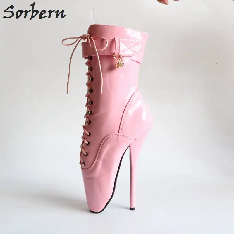 baby pink lace up heels