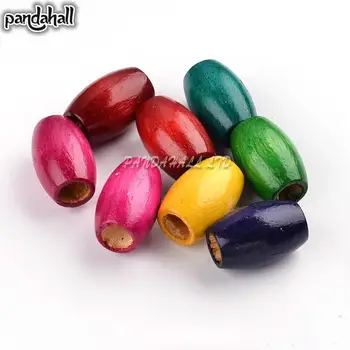 

Dyed Barrel Wood Beads, Lead Free, Mixed Color, 28~30x20mm, Hole: 8.5~10.5mm