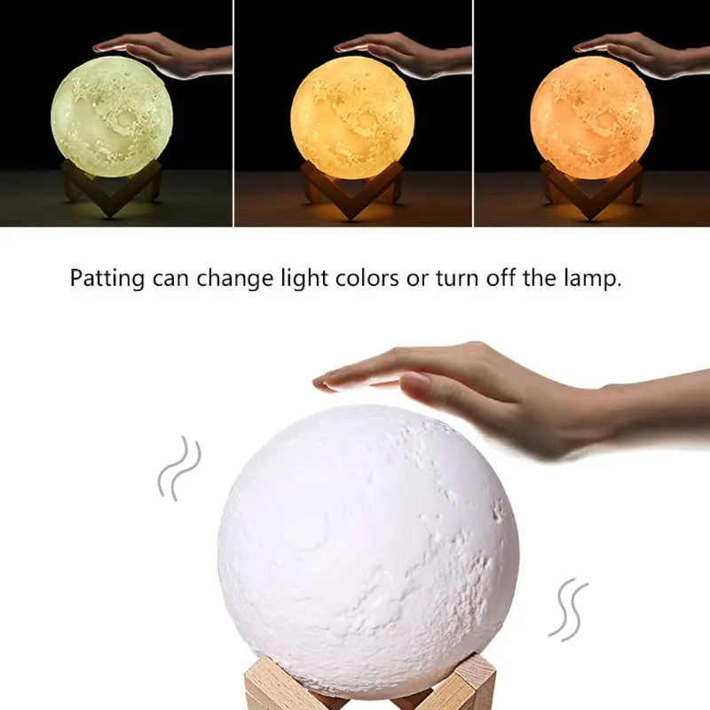 

3D Printing LED Moon Lamp 16 LED Colors USB Charging Rechargeable Nightlight Remote & Touch Control qiang