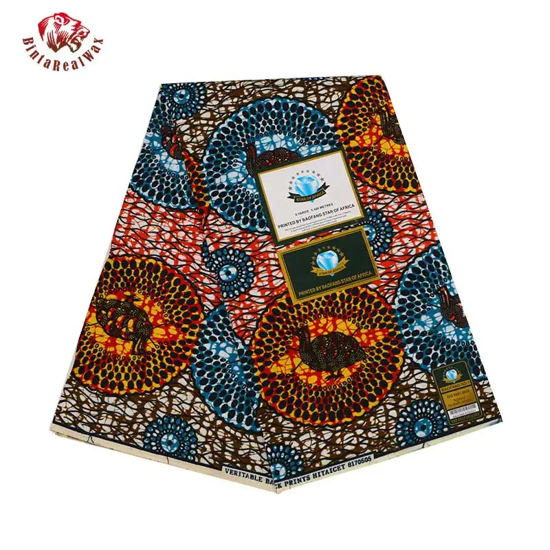 

2019 Ankara African Polyester Wax Prints Fabric Binta Real Wax High Quality 6 yards African Fabric for Party Dress PL561