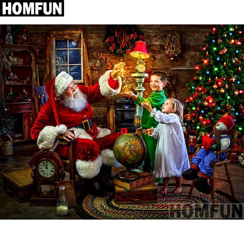

HOMFUN 5D Diamond Painting Full Drill Diamond Embroidery "Christmas Santa Claus"Picture Of Rhinestone Handmade Home Decor A00882