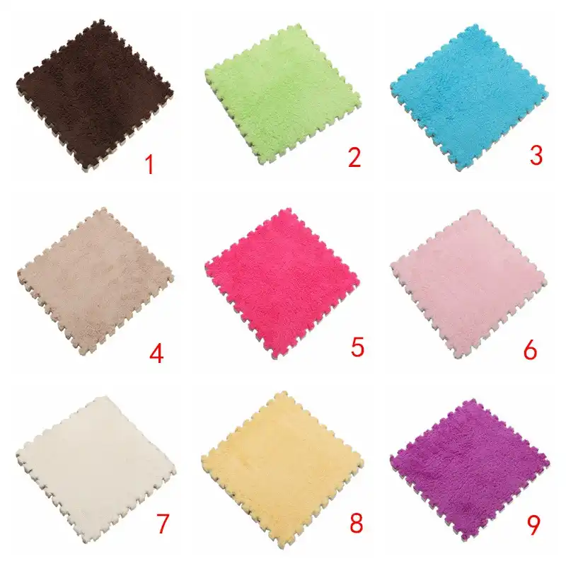 Plush Interlocking Foam Pad Puzzle Floor Tiles Mat Baby Crawling Puzzle Floor Tiles Mat Baby