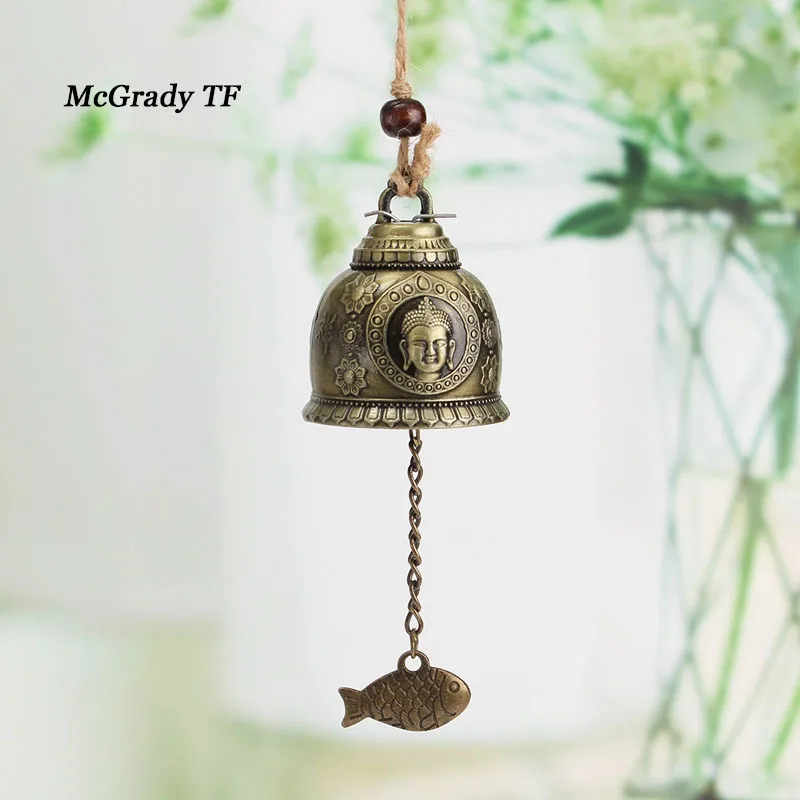 

Buddha Statue Pattern Bell Blessing Feng Shui Wind Chime For Good Luck Fortune Car Hanging Decor Home Decoration Accessories