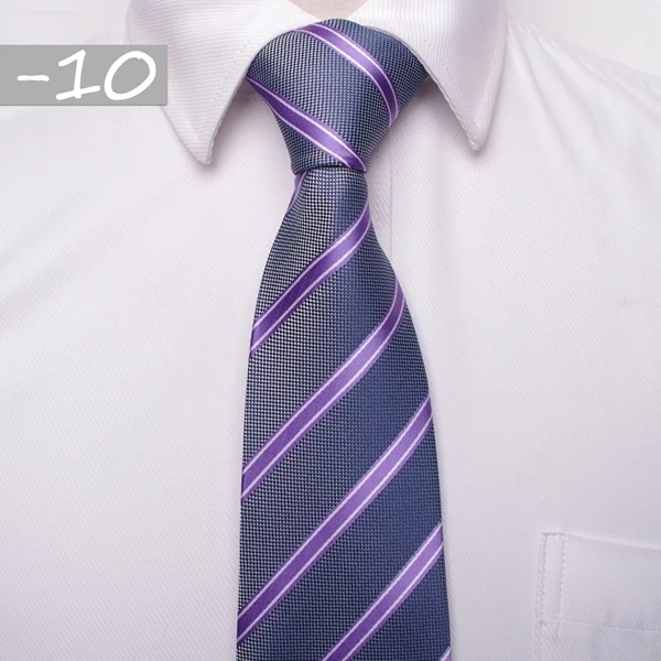 Классический мужской деловой формальный свадебный галстук 8 см в полоску, модный галстук-рубашка, аксессуары для одежды - Цвет: 10