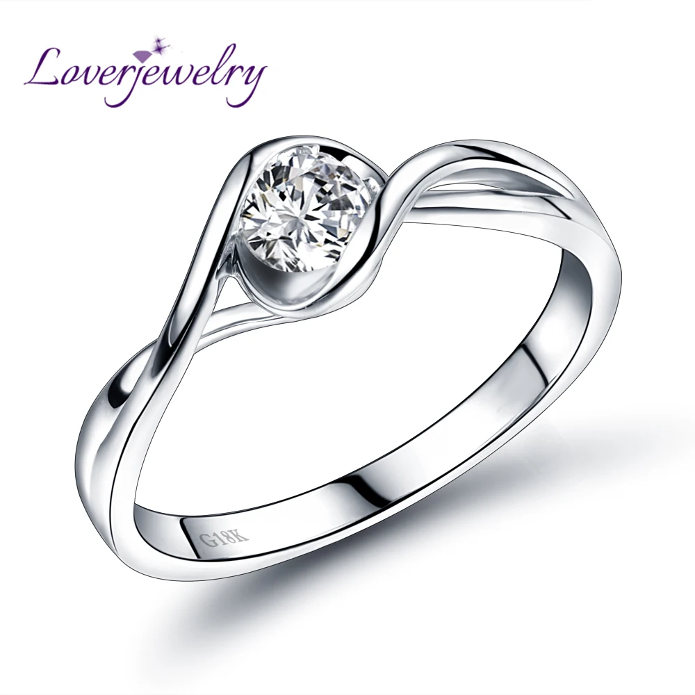 Dia Real 18K White Gold Wedding Diamond Ring for Husband and Wife Fine