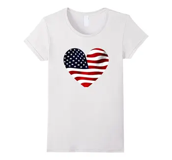 

USA Flag Heart T-Shirt American Patriotic Shirts 4th of July Hort Leeve O Neck T-Shirts Shirt Short Sleeve O Neck Cotton Casual