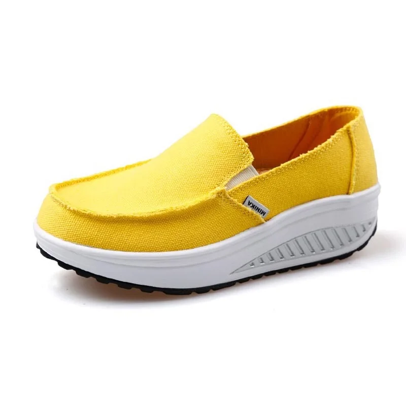 2017 Brand Fashion Yellow Canvas Cozy Loafers Leisure Women Flats