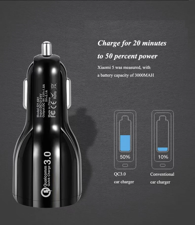 08Riggler QC3.0 Car Charger Dual USB Port 
