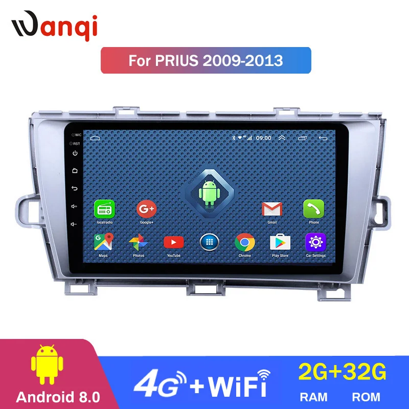 

4G Lte All Netcom 9 inch Android 8.0 GPS Navigation Radio for 2009-2013 Toyota Prius LHD with Bluetooth USB WIFI