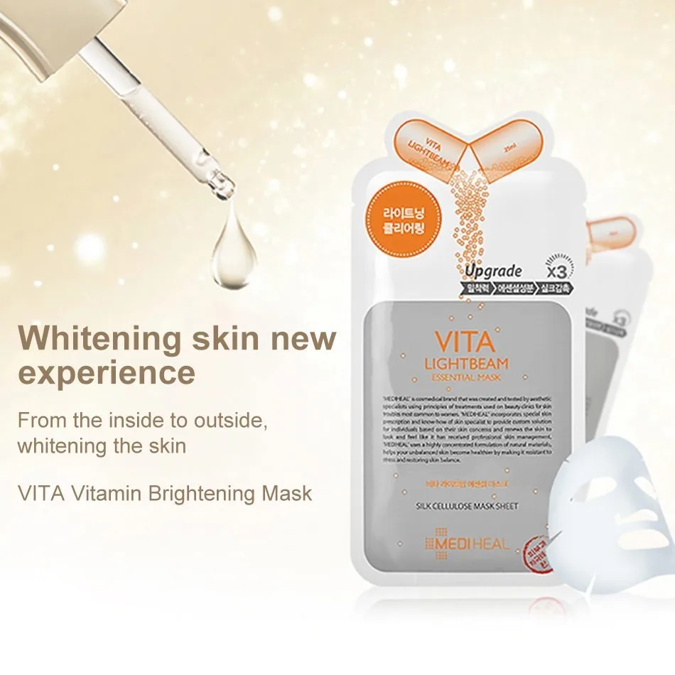 Mediheal Вита Витамин С маска для лица корейская косметика лицевые листы утяжка лифтинг контроль масла против старения уход за кожей, 25 мл* 10 шт