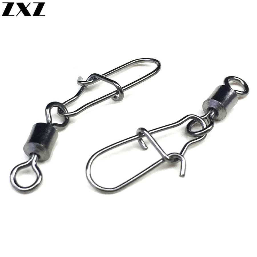 

60pcs Swivel Fishing Hook Steel Rolling Fishing Swivel With Snap Sea Fishing Swivels Fishhook Lure Connector Carp Accessories