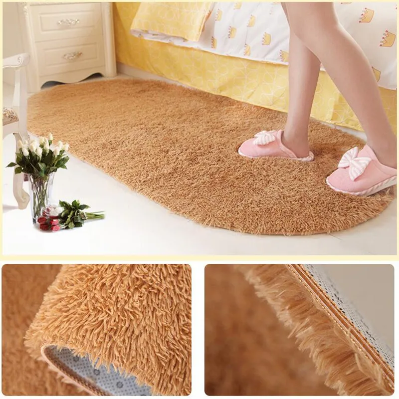 

16 Colors Ellipse Floor Carpet Long Hair Shaggy Soft Carpets Bedroom Living Room Anti Slip Kids Mat Plush Faux Fur Area Rug