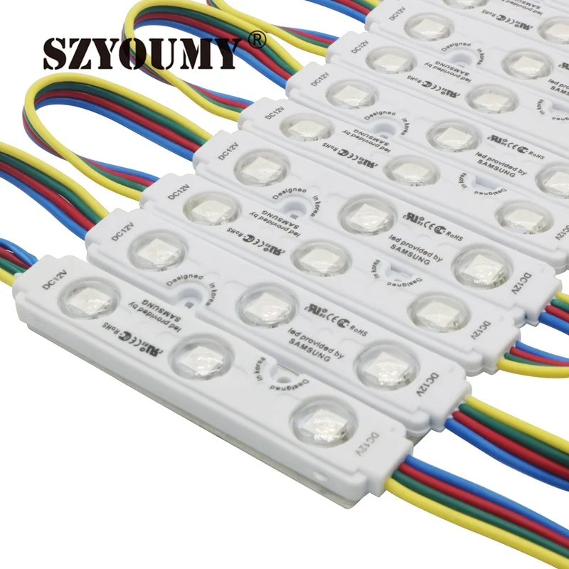 SZYOUMY 1000 шт. 5050 RGB 3 светодиода впрыскиваемый Светодиодный модуль 12 В постоянного