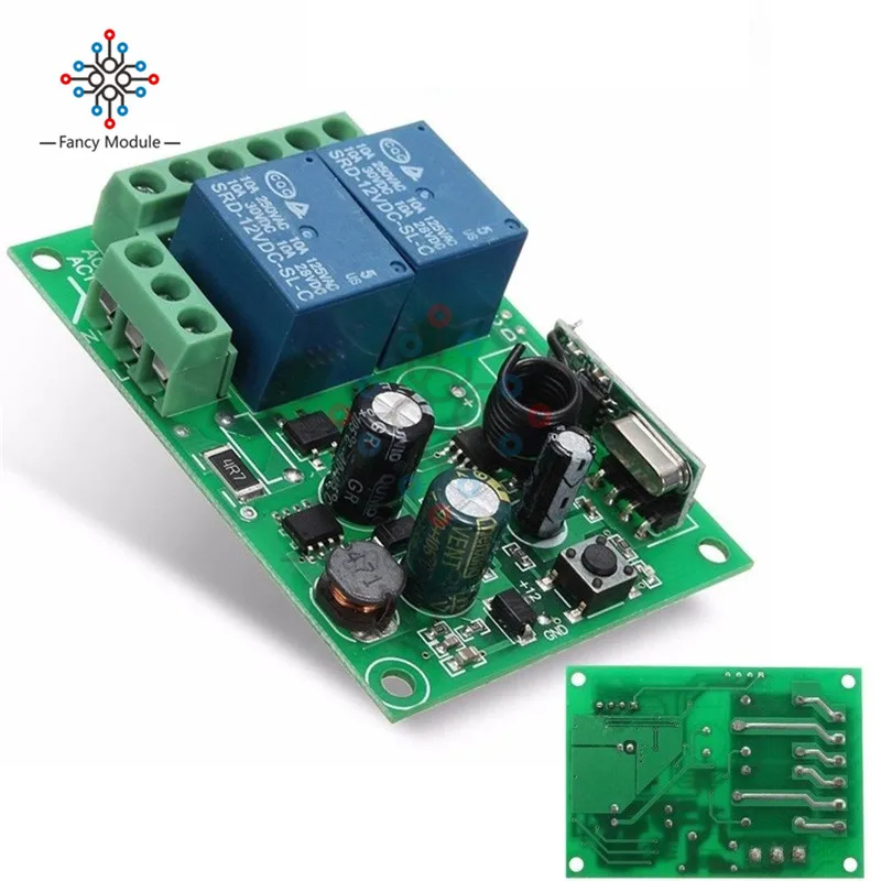 

220V 433MHz 2CH DC 12V 10A Channel Wireless RF Relay Module for Remote Control Switch Receiver