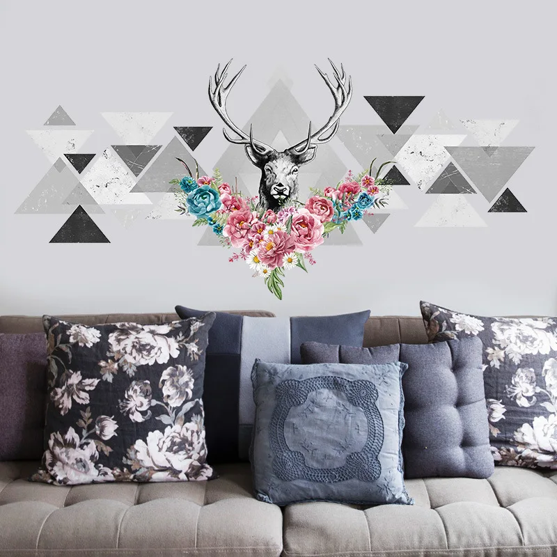 

Deer head Elk Nordic style bedroom living room dining room decoration stickers TV background wall wall stickers TT-013
