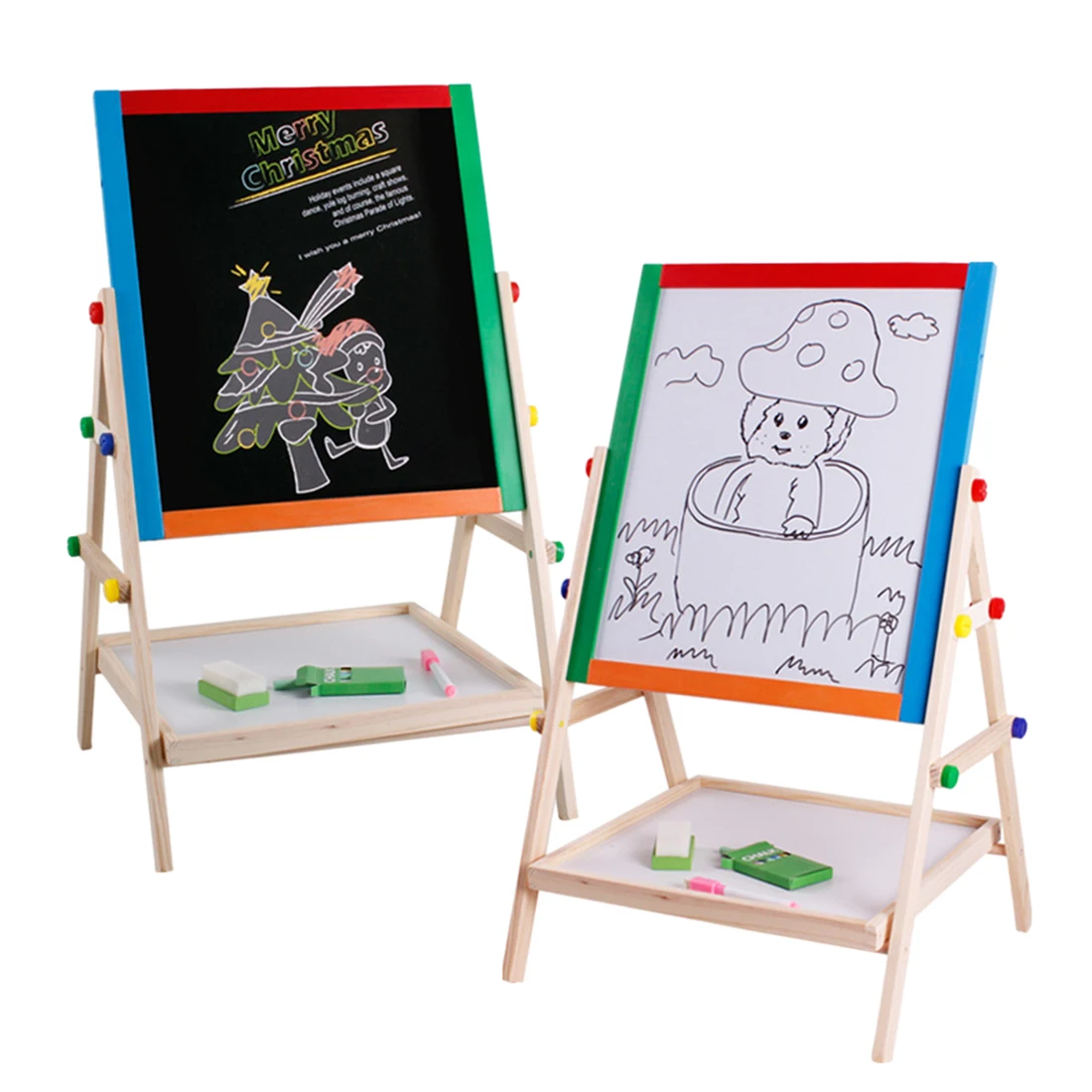 LED Music Kids Easel Art Supplies Double Sided Childrens Easel Chalkboard Magnet