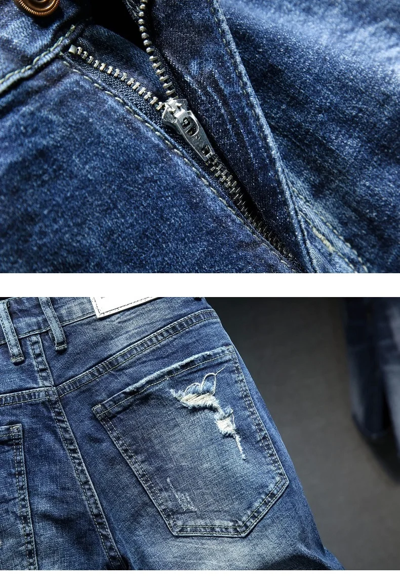 Джинсовые шорты летние мужские модные рваные джинсовые шорты мужские повседневные шаровары большого размера мужские короткие джинсы