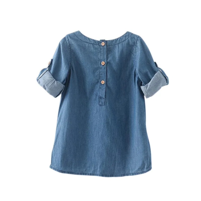 

New Girls Denim Dress Children Clothing Autumn Casual Style Girls Clothes Butterfly Embroidery Dress Kids Clothes H16