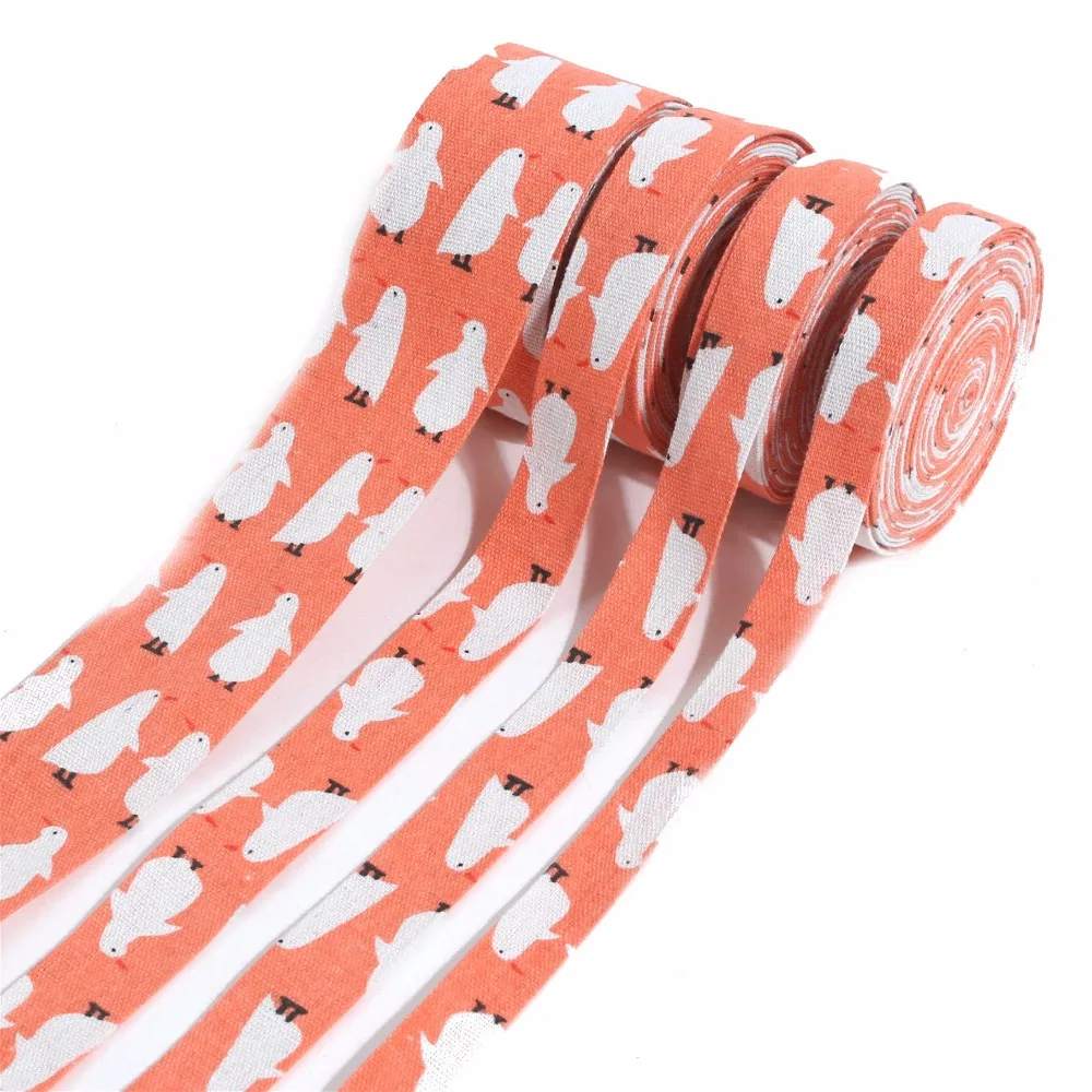 Zerzeemooy Nuovo 7/8 Inch 1 Inch 2 Inch 5 Yard/Rolls Cartone Animato Pinguino Pieghevole In Tessuto Di Cotone Nastro Lino Collari Di Cane Di Bowknot D