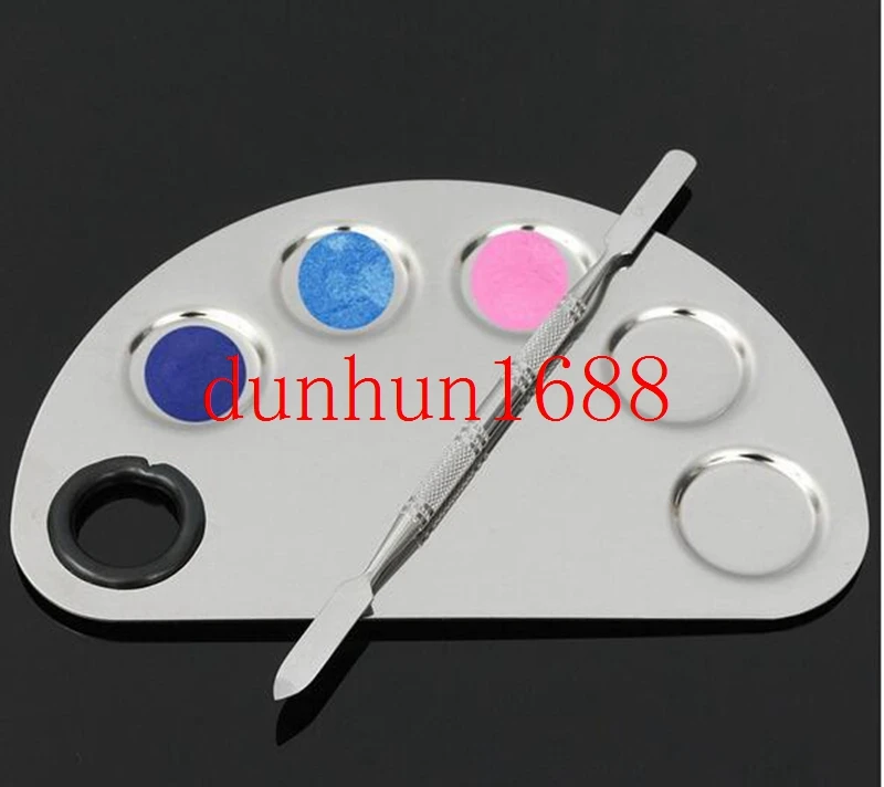 Paleta de Maquiagem Cinco-forma do Furo Ferramenta de Beleza Gel da Arte do Unha de Aço Cosméticos Inoxidável Espátula Creme Fundação Misturando Maquiagem Conjunto 2 Paleta de Maquiagem Cosméticos Gel Da Arte