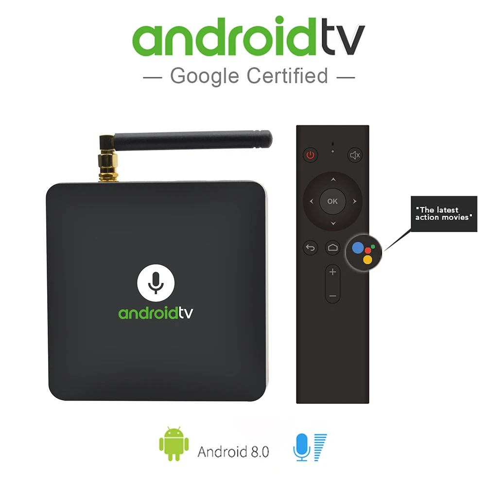 

Newest MECOOL KM8 Android 8.0 TV Box Google Voice Control Amlogic S905X 2GB 16GB VP9 HDR10 Dolby Audio 4K HD Smart Set Top Box